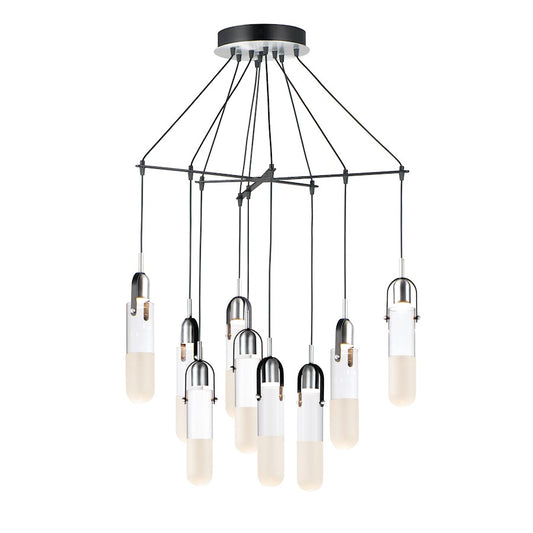 ET2 Lighting Capsule LED 9-Light Mini Pendant in Black/Brushed Aluminum