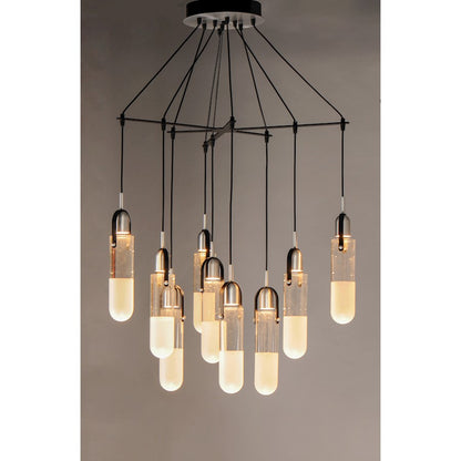 ET2 Lighting Capsule LED 9-Light Mini Pendant in Black/Brushed Aluminum