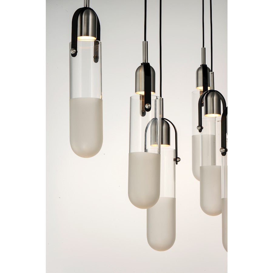 ET2 Lighting Capsule LED 9-Light Mini Pendant in Black/Brushed Aluminum