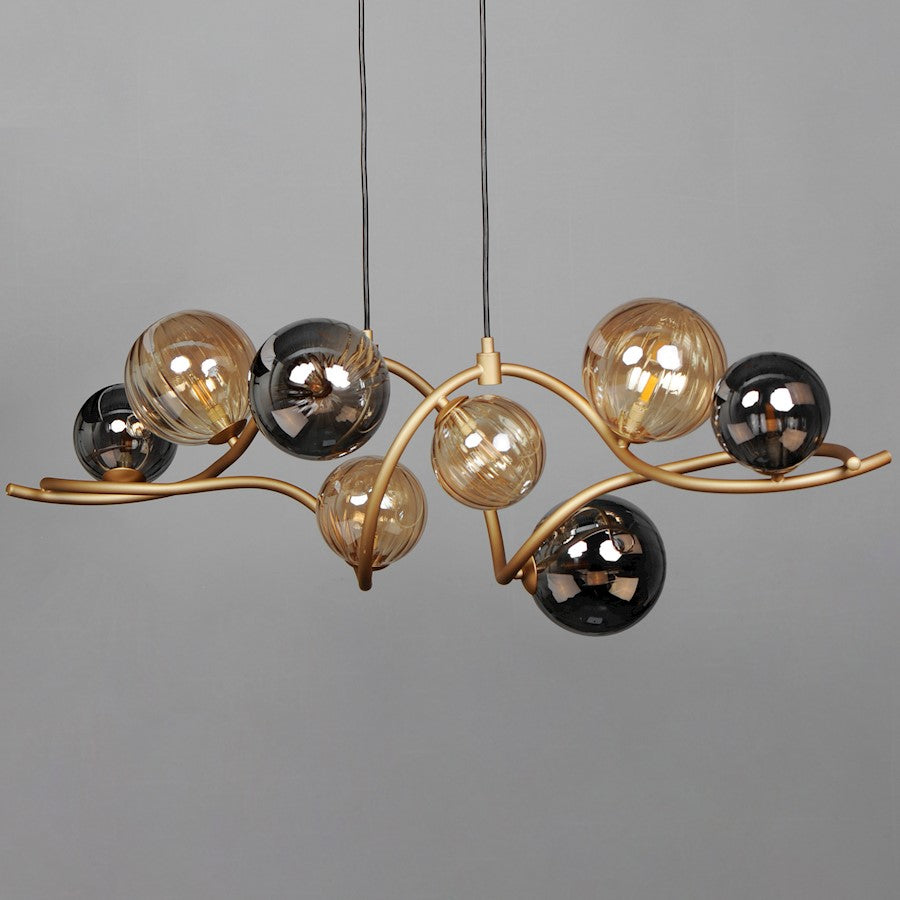 ET2 Lighting Planetary 8Lt LED Linear Pendant, Gold/Multi Color