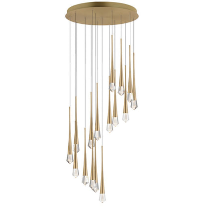ET2 Lighting Pierce 16 Light LED Chandelier, Gold/Clear Crystal
