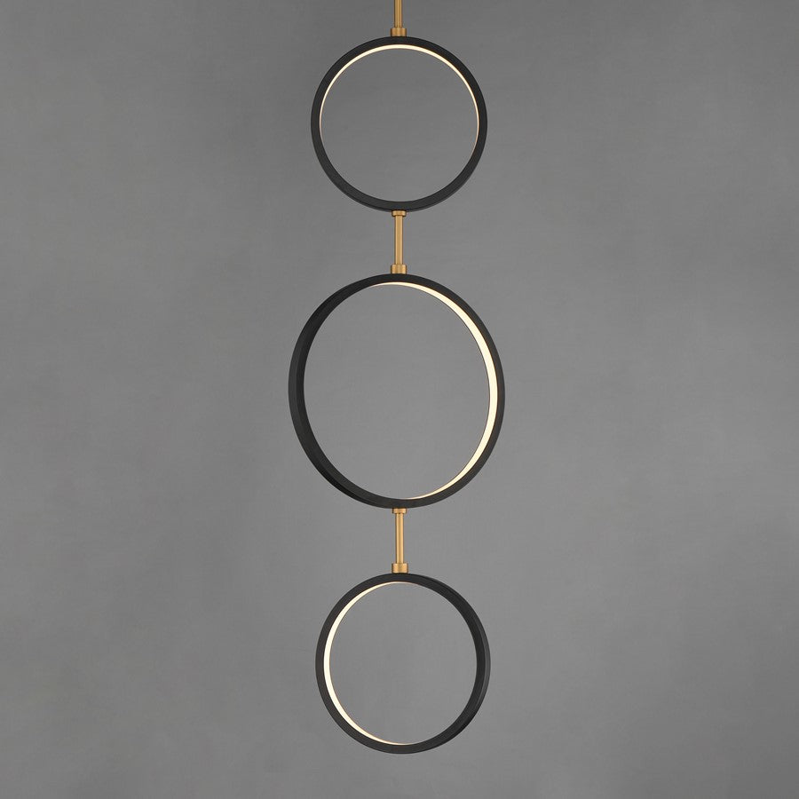 ET2 Lighting Hoopla 3-Light LED Pendant, Black/Gold