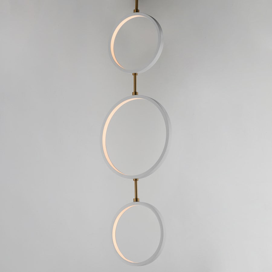 ET2 Lighting Hoopla 3-Light LED Pendant, White/Gold