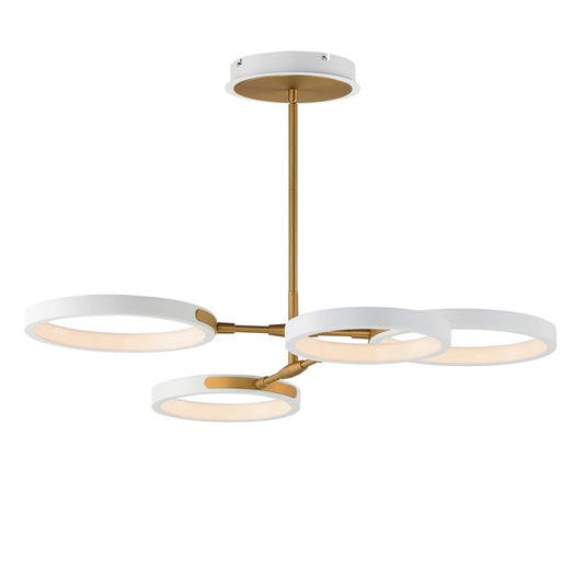 ET2 Lighting Hoopla 4-Light 33" LED Pendant, White/Gold