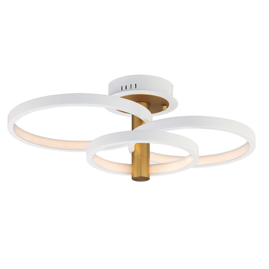 ET2 Lighting Hoopla 3-Light LED Semi Flush Mount, White/Gold