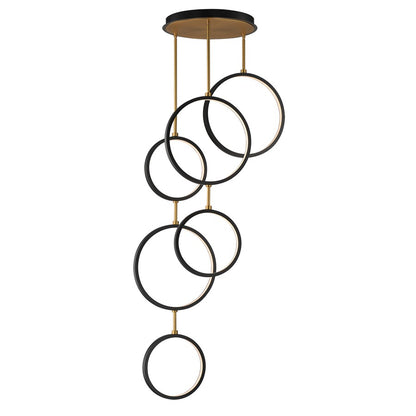 ET2 Lighting Hoopla 6-Light 25" LED Pendant, Black/Gold - E24325-BKGLD