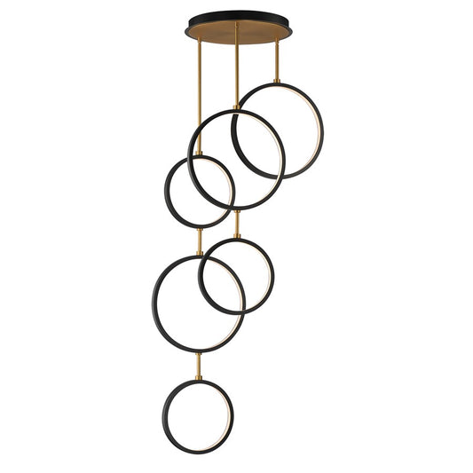 ET2 Lighting Hoopla 6-Light 25" LED Pendant, Black/Gold
