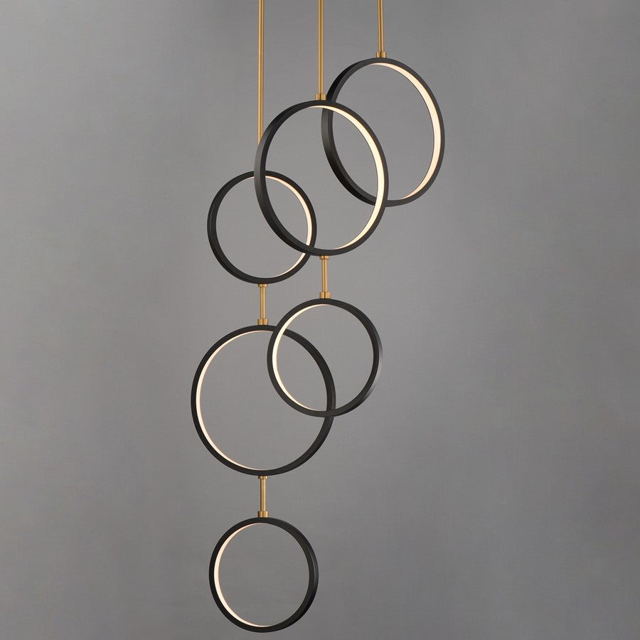 ET2 Lighting Hoopla 6-Light 25" LED Pendant, Black/Gold