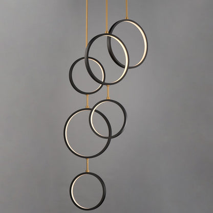 ET2 Lighting Hoopla 6-Light 25" LED Pendant, Black/Gold