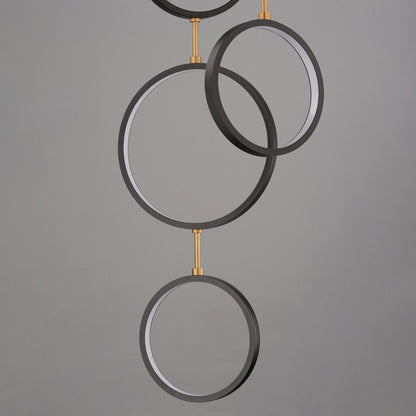 ET2 Lighting Hoopla 6-Light 25" LED Pendant, Black/Gold