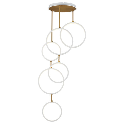 ET2 Lighting Hoopla 6-Light 25" LED Pendant, White/Gold