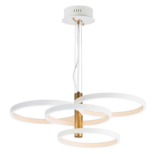 ET2 Lighting Hoopla 4-Light 30" LED Pendant, White/Gold