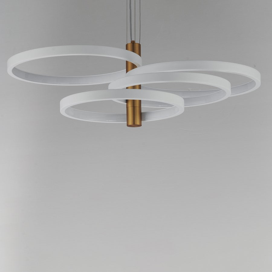 ET2 Lighting Hoopla 4-Light 30" LED Pendant, White/Gold