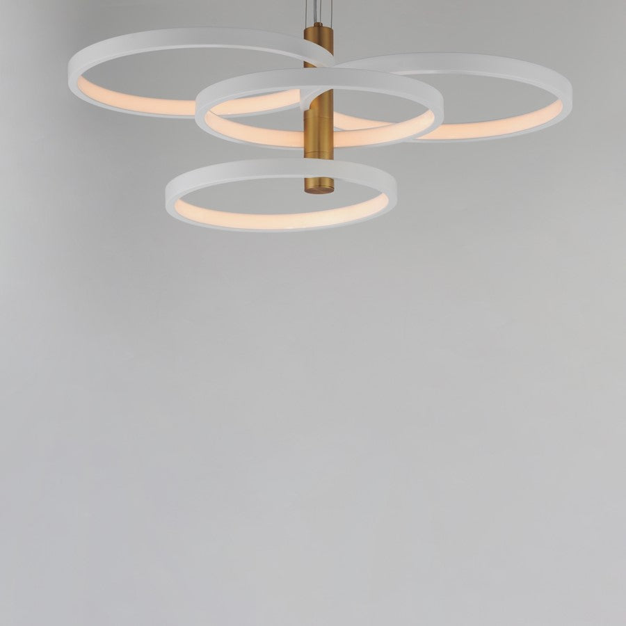 ET2 Lighting Hoopla 4-Light 30" LED Pendant, White/Gold