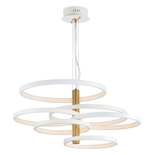 ET2 Lighting Hoopla 6-Light 38" LED Pendant, White/Gold