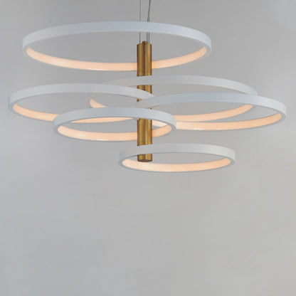 ET2 Lighting Hoopla 6-Light 38" LED Pendant, White/Gold