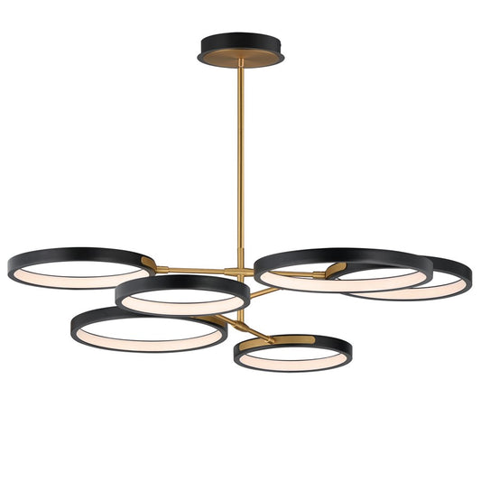 ET2 Lighting Hoopla 6-Light 47" LED Pendant, Black/Gold