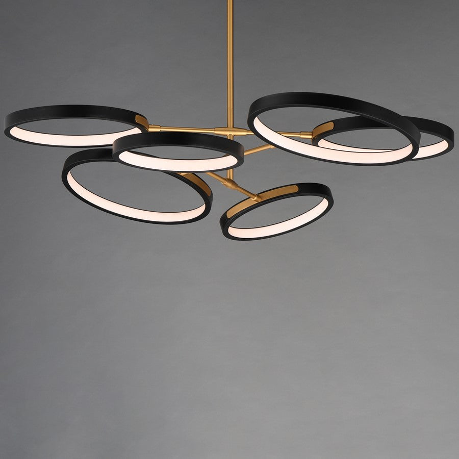 ET2 Lighting Hoopla 6-Light 47" LED Pendant, Black/Gold