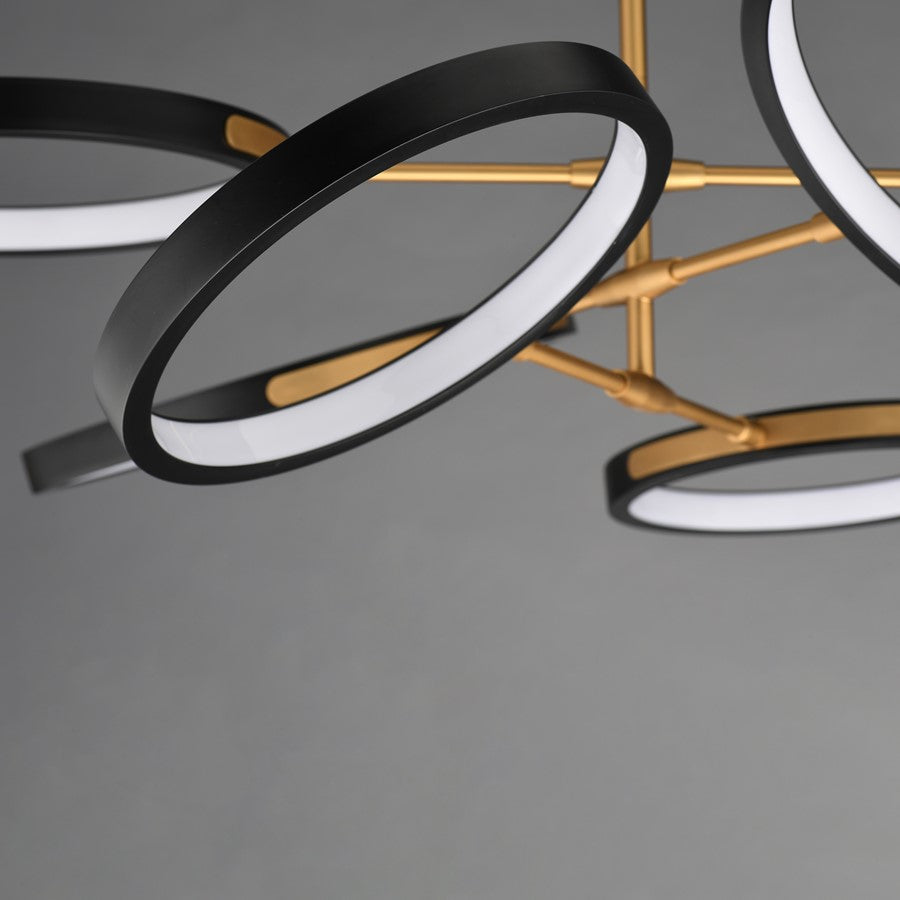 ET2 Lighting Hoopla 6-Light 47" LED Pendant, Black/Gold