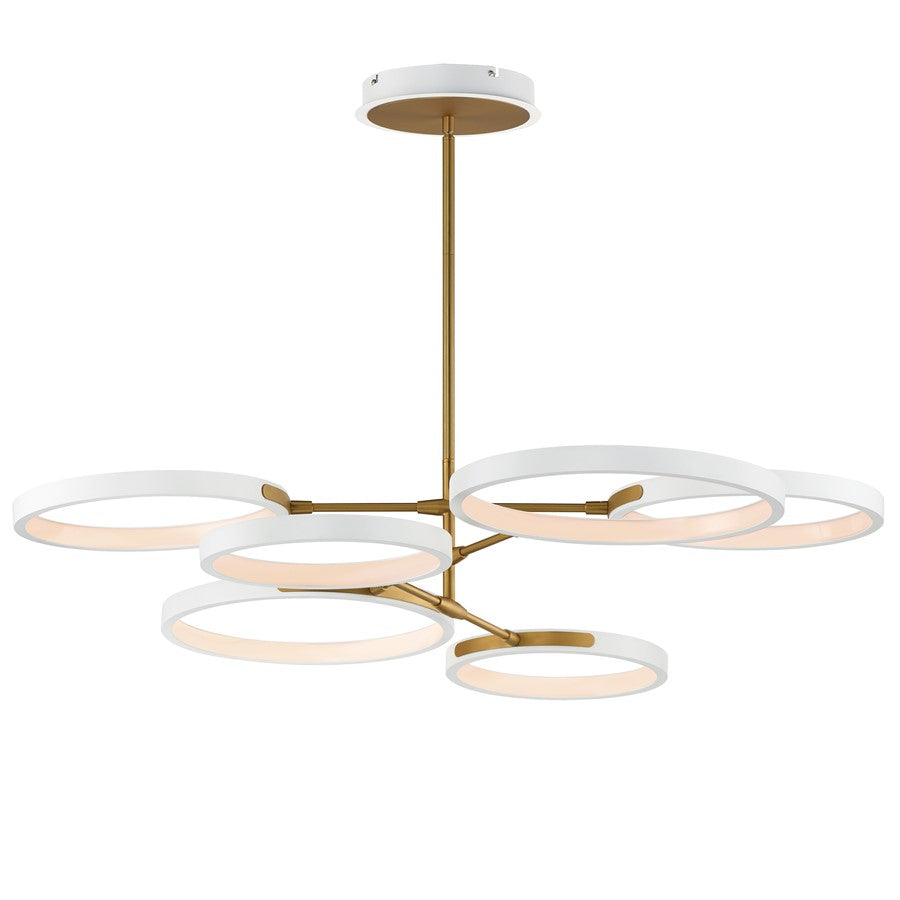 ET2 Lighting Hoopla 6-Light 47" LED Pendant, White/Gold - E24328-WTGLD