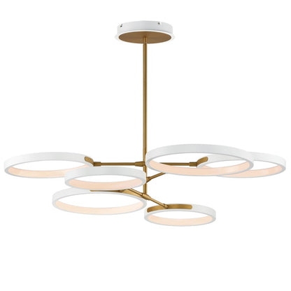 ET2 Lighting Hoopla 6-Light 47" LED Pendant, White/Gold - E24328-WTGLD