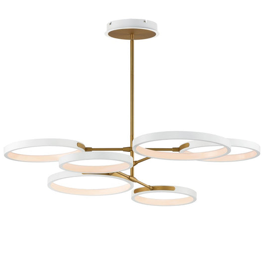 ET2 Lighting Hoopla 6-Light 47" LED Pendant, White/Gold - E24328-WTGLD
