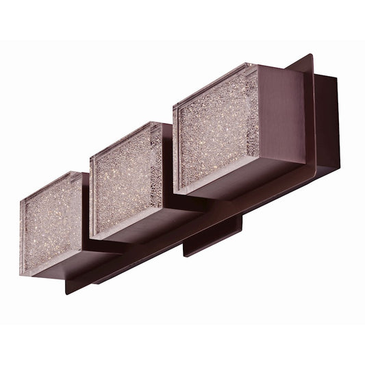 ET2 Lighting Pizzazz LED 3 Light Bath Vanity, Coffee/Clear Ice