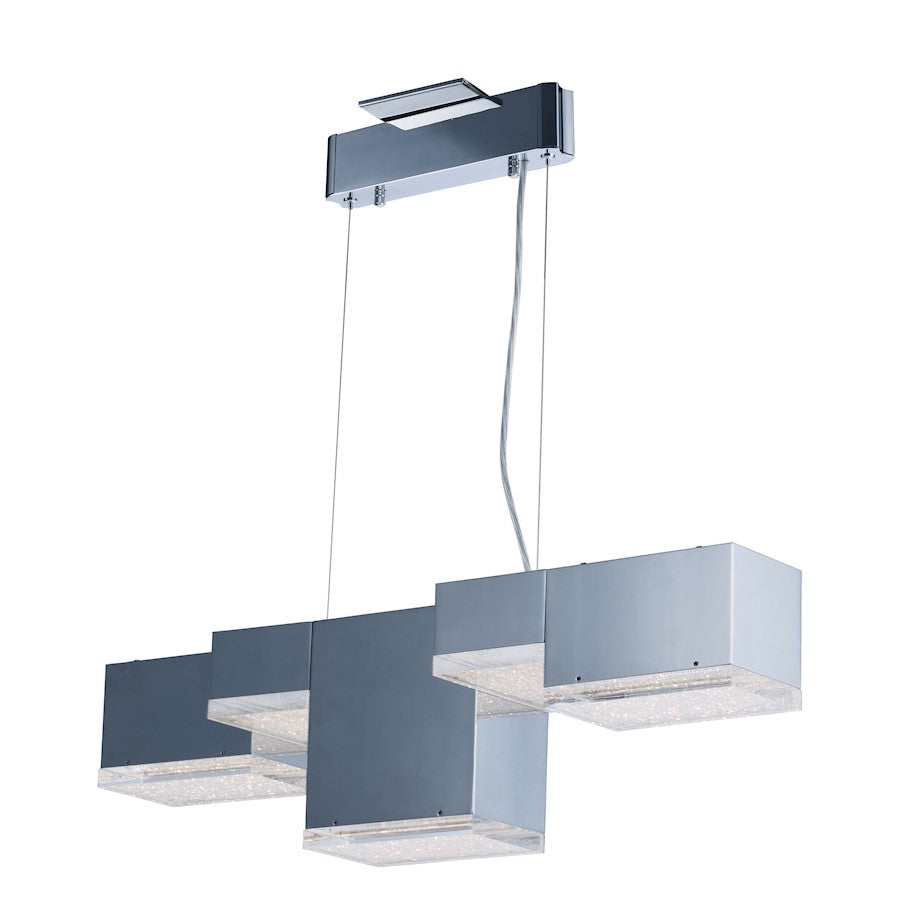 ET2 Lighting Pizzazz 5 Light LED Pendant, Chrome/Clear Ice