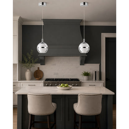 ET2 Lighting Swank 4.5in 1-Light Pendant | Modern Polished Chrome and Clear Acrylic | Kitchen Island & Dining Room | Model E24591-93PC