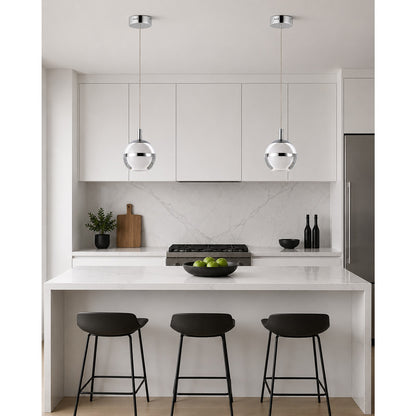 ET2 Lighting Swank 4.5in 1-Light Pendant | Modern Polished Chrome and Clear Acrylic | Kitchen Island & Dining Room | Model E24591-93PC
