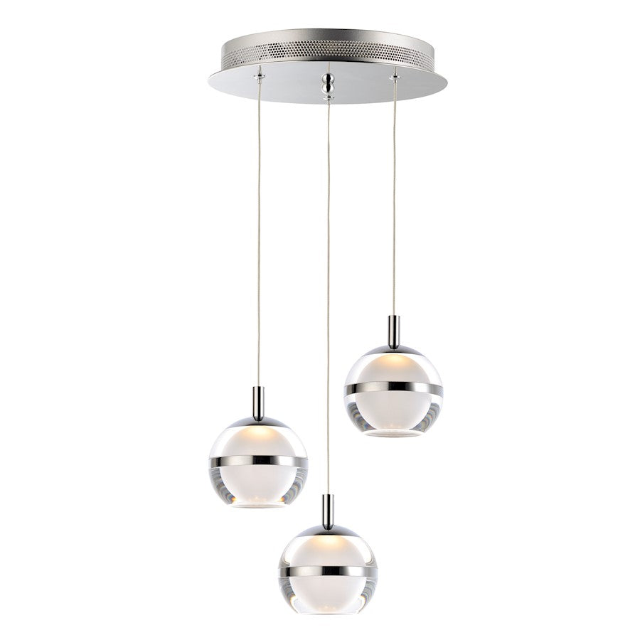 ET2 Lighting Swank 3-Light Pendant, Polished Chrome