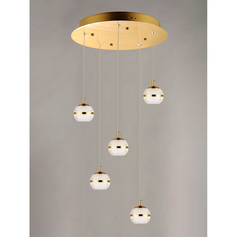 LED Pendant, Natural Aged Brass