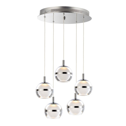 ET2 Lighting Swank 5-Light Pendant, Polished Chrome
