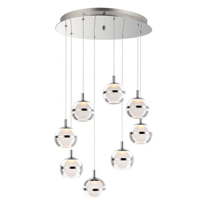 ET2 Lighting Swank 8-Light Pendant, Polished Chrome