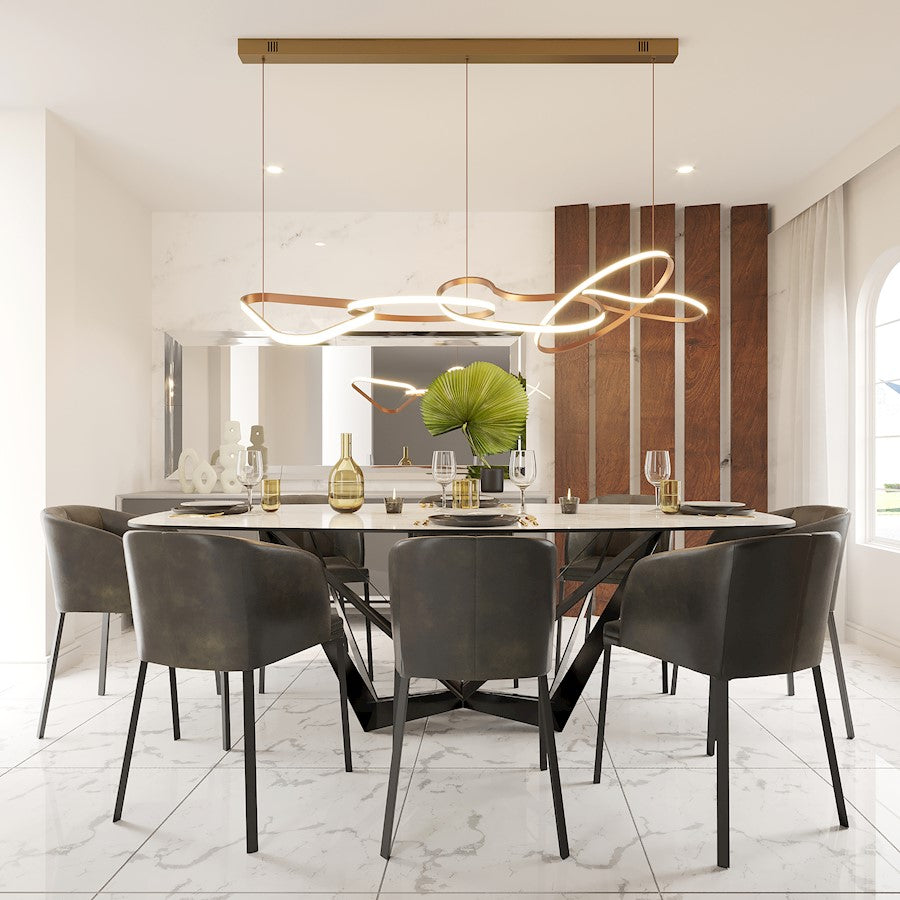 5 Light LED Pendant, Brushed Champagne