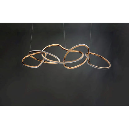 5 Light LED Pendant, Brushed Champagne