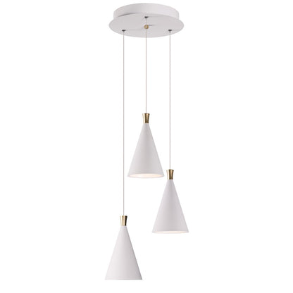ET2 Lighting Norsk 3 Light Pendant, White/Metallic Gold
