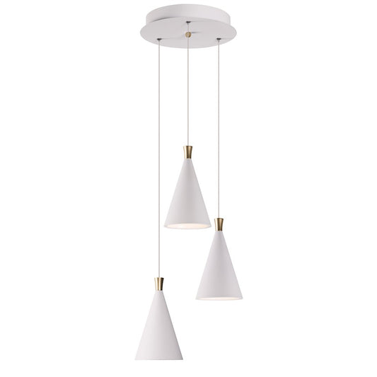 ET2 Lighting Norsk 3 Light Pendant, White/Metallic Gold