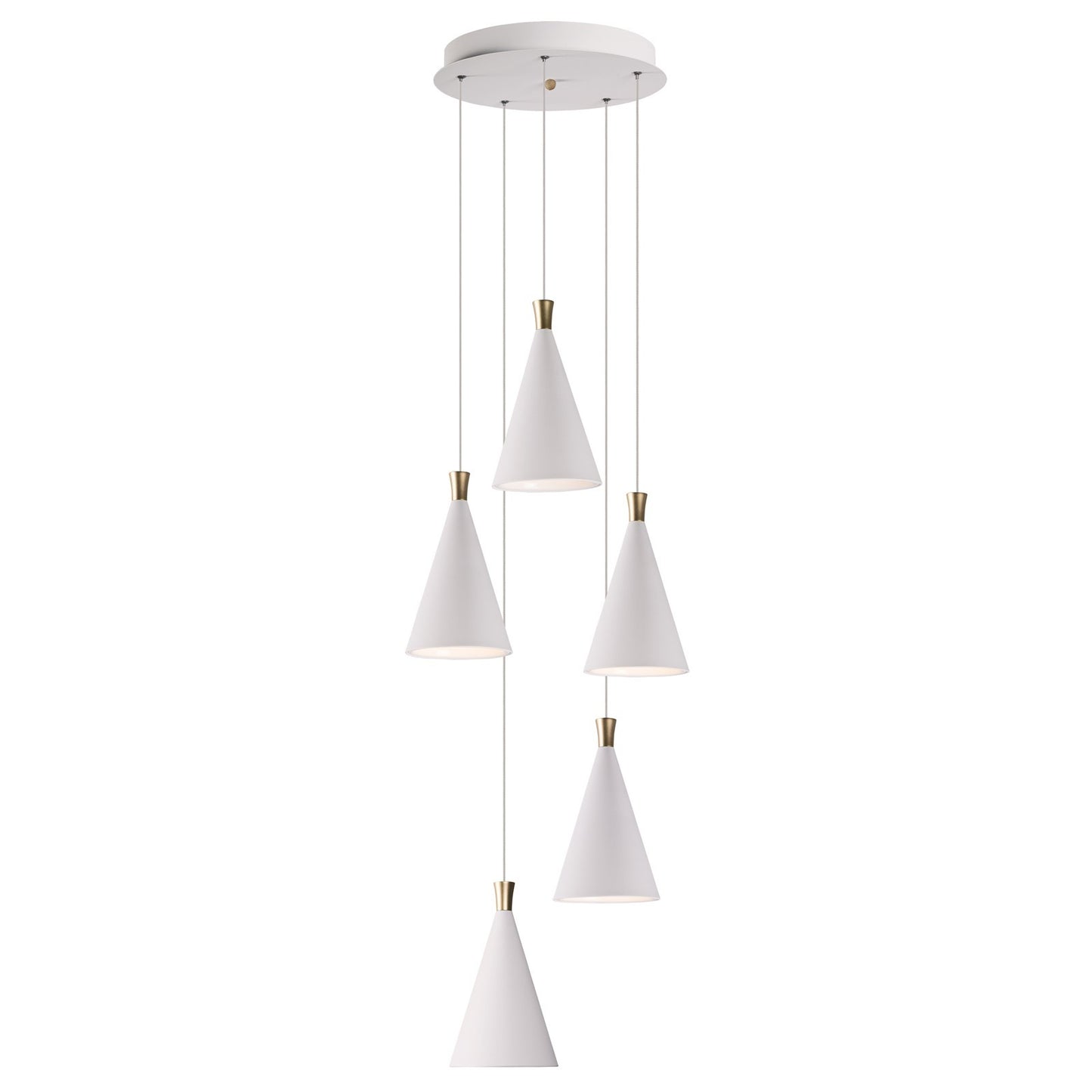 ET2 Lighting Norsk 5 Light Pendant, White/Metallic Gold