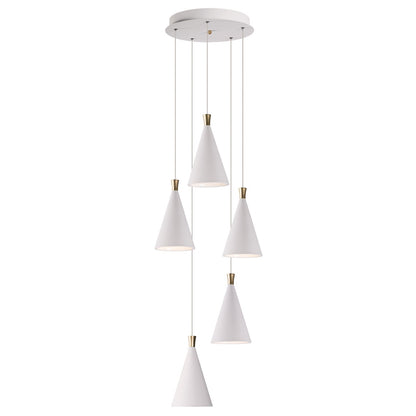 ET2 Lighting Norsk 5 Light Pendant, White/Metallic Gold