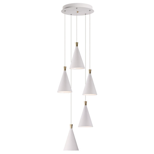 ET2 Lighting Norsk 5 Light Pendant, White/Metallic Gold