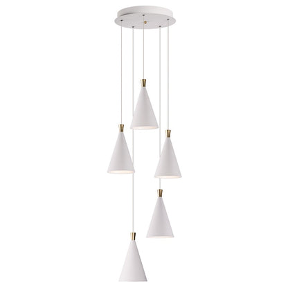 ET2 Lighting Norsk 5 Light Pendant, White/Metallic Gold