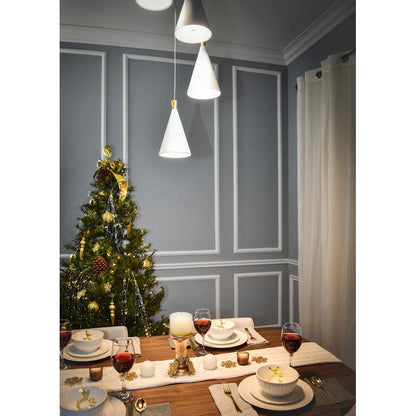 ET2 Lighting Norsk 5 Light Pendant, White/Metallic Gold