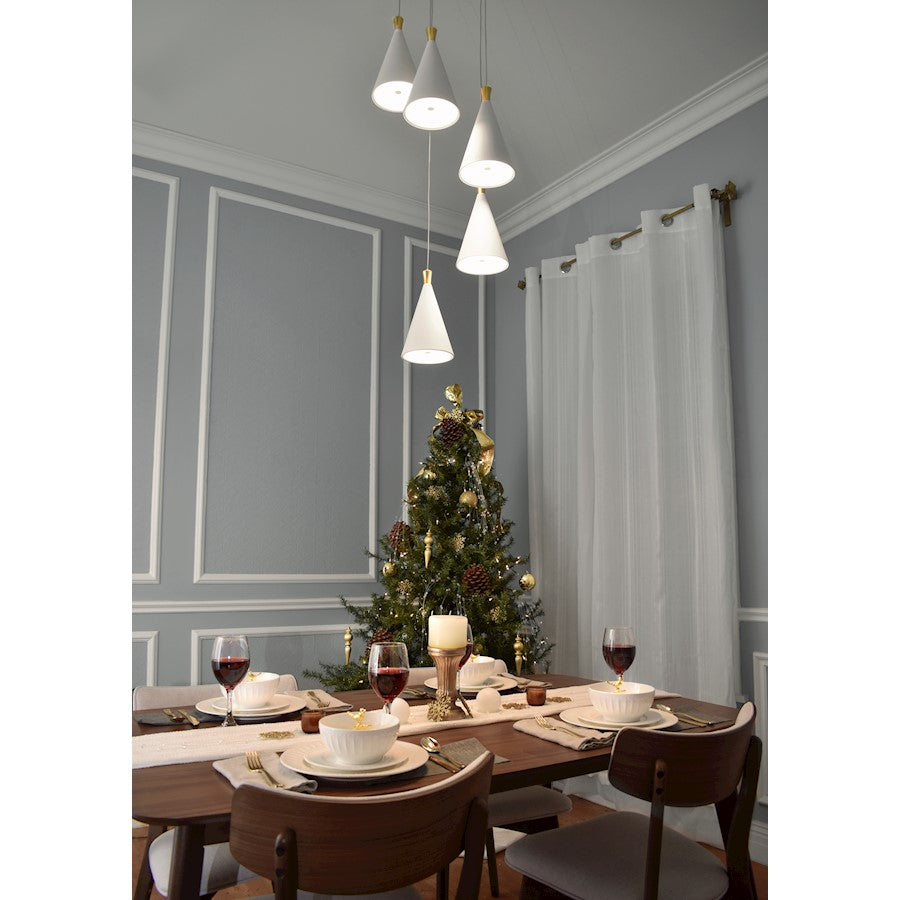 ET2 Lighting Norsk 5 Light Pendant, White/Metallic Gold