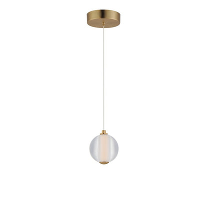 ET2 Lighting Rhythm 1 Light LED Pendant, Gold/Clear Ribbed