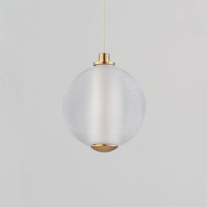 ET2 Lighting Rhythm 1 Light LED Pendant, Gold/Clear Ribbed