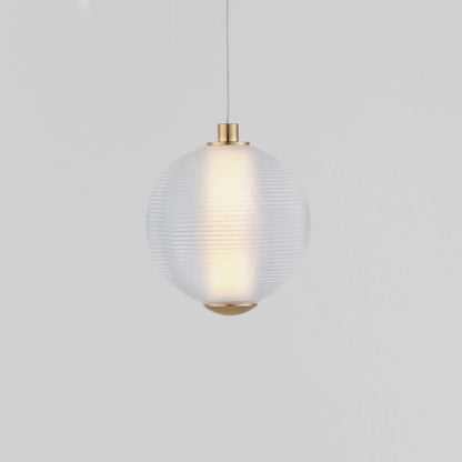ET2 Lighting Rhythm 1 Light LED Pendant, Gold/Clear Ribbed