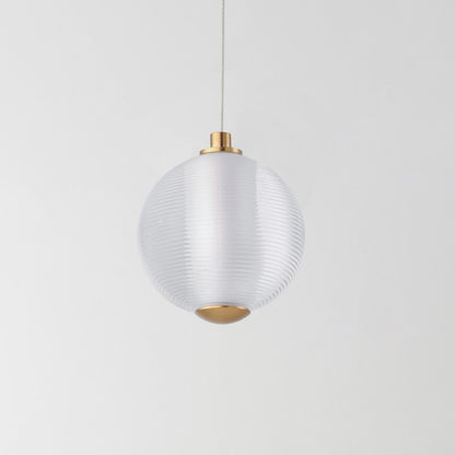 ET2 Lighting Rhythm 1 Light LED Pendant, Gold/Clear Ribbed