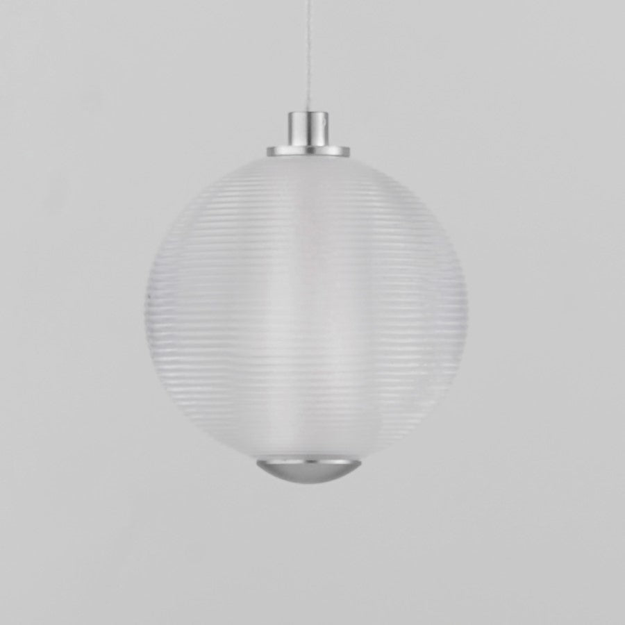 ET2 Lighting Rhythm 1 Light LED Pendant, Chrome/Clear Ribbed