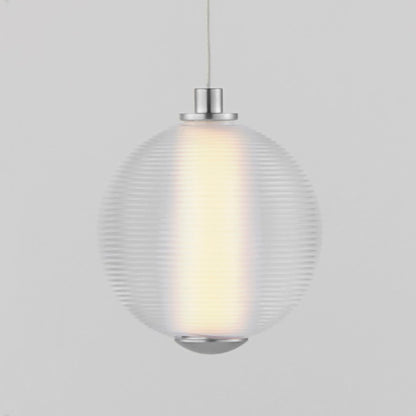 ET2 Lighting Rhythm 1 Light LED Pendant, Chrome/Clear Ribbed